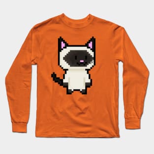 Pixel Siamese Cat Long Sleeve T-Shirt